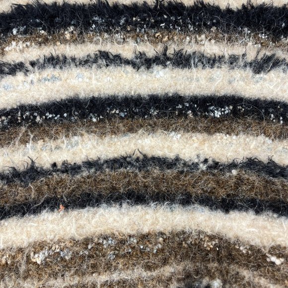 Vintage boiled wool large tote bag striped brown - Picture 5 of 5